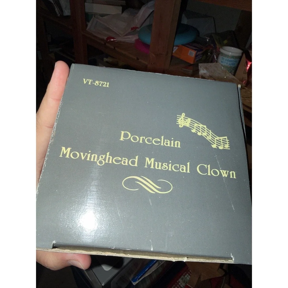 New!! Vintage w /Tag PORCELAIN Wind up Animated Musical Clown Balloons TOY